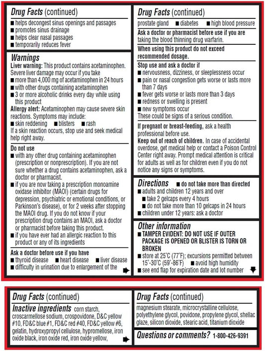 Rite Aid Non-Drowsy Daytime Sinus Congestion & Pain Relief, Rapid Release Gelcaps - 24 Count | Nasal Decongestant | Cold Medicine for Adults | Allergy Medication | Allergy Relief | Sinus Relief