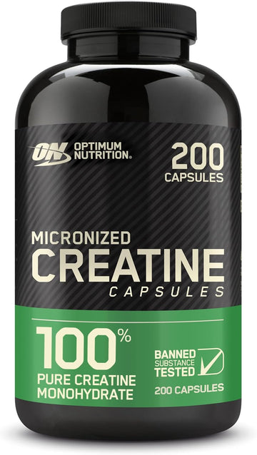 Optimum Nutrition Micronized Creatine Monohydrate Capsules, Keto Friendly, 2500Mg, 200 Capsules (Packaging May Vary)