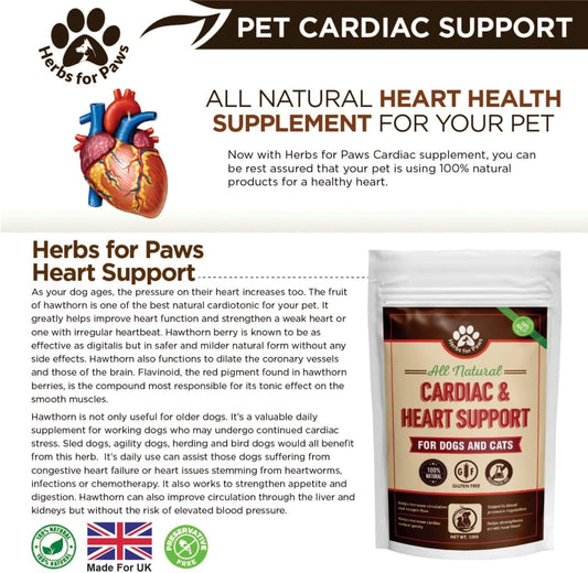 Dog Cardio Strength (120 Grams) Heart Murmur Hawthorn Supplement, Hawthorne for Dogs Vitamins for pet Heart Health| Made in USA - 4.0 OZ