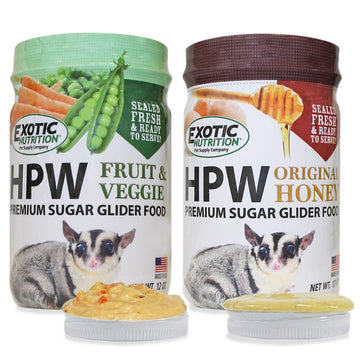 Exotic Nutrition Sugar Glider Hpw Diet Jar - High Protein Healthy Natural No Mess Food For Sugar Gliders - High Protein Wombaroo Diet (Combo)