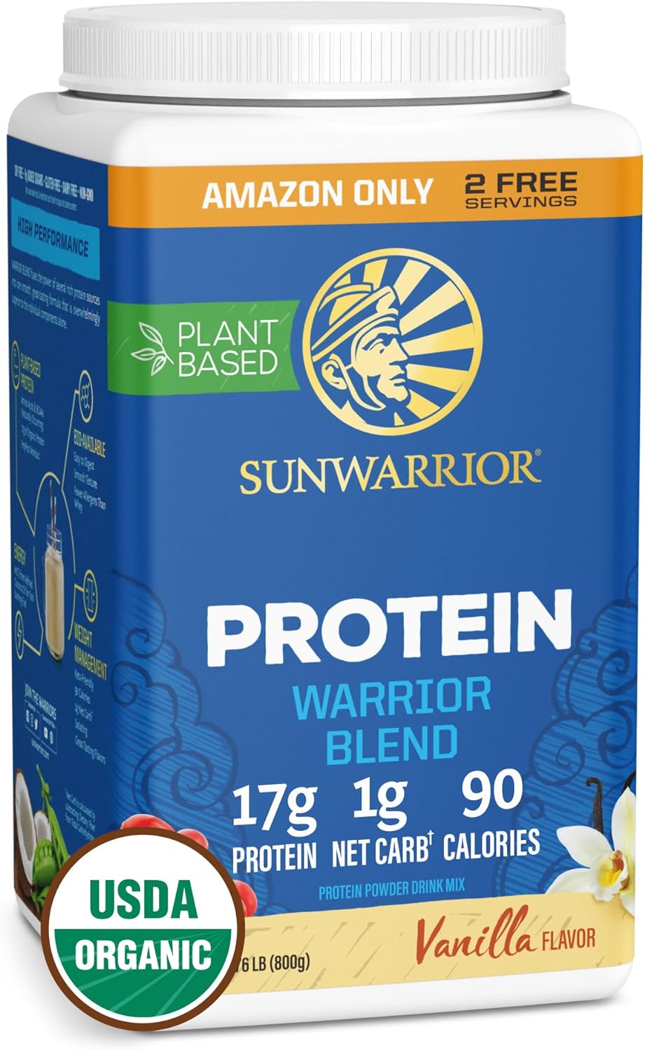 Sunwarrior Vegan Protein Powder Plant-Based Protein Powder Usda Organic | Bcaa Amino Acids Hemp Seed | Keto Friendly Soy, Dairy, & Gluten & Synthetic Free Non-Gmo | Vanilla 32 Servings 17G Protein