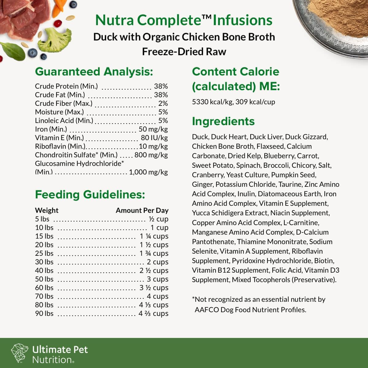 ULTIMATE PET NUTRITION Nutra Complete Bone Broth Infusions, 100% Freeze Dried Veterinarian Formulated Raw Dog Food with Antioxidants Prebiotics and Amino Acids, (3 Pound, Bone Broth Duck) : Pet Supplies