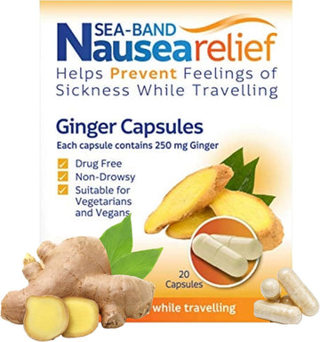 Sea-Band Travel Sickness Sugar Free Ginger Lozenges (24 Pack) For Adults And Children Over 6 Years, For Motion And Nausea Relief (24 Lozenges, Pack Of 1)