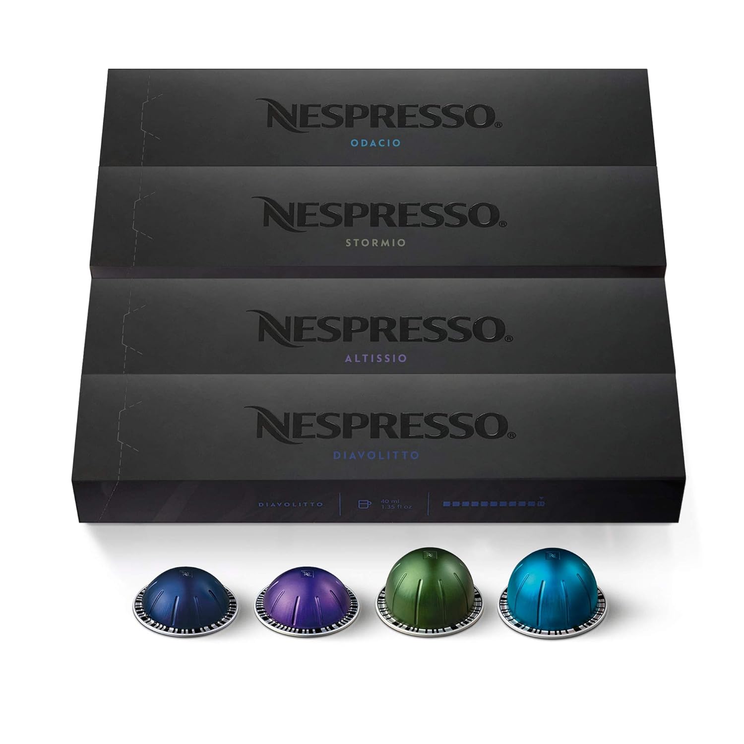 Nespresso Capsules Vertuoline, Intense Variety Pack, Dark Roast Coffee, 40 Count Coffee Pods, Brews 7.77 Ounce And 1.35 Ounce