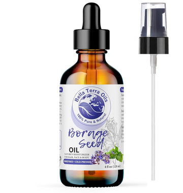 Bella Terra Oils - Organic Borage Seed Oil 4oz - Full of GLA, Embrace the Essence of Pure Organic Borage, Rich in Vitamins A & C, A Natural Boost for Skin's Vitality