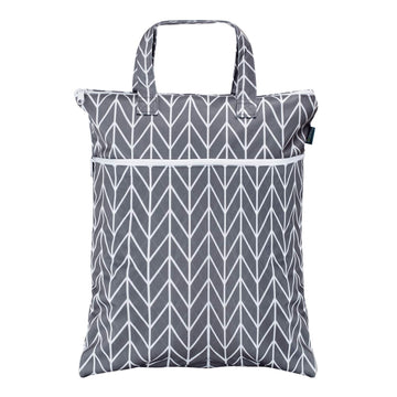 Teamoy Travel Hanging Wet Dry Bag Organizer (17.3 X 13.4 Inches) With Two Compartments For Cloth Diaper, Laundry, Swimsuits And More, Easy To Hang Everywhere(M, Gray Arrow)