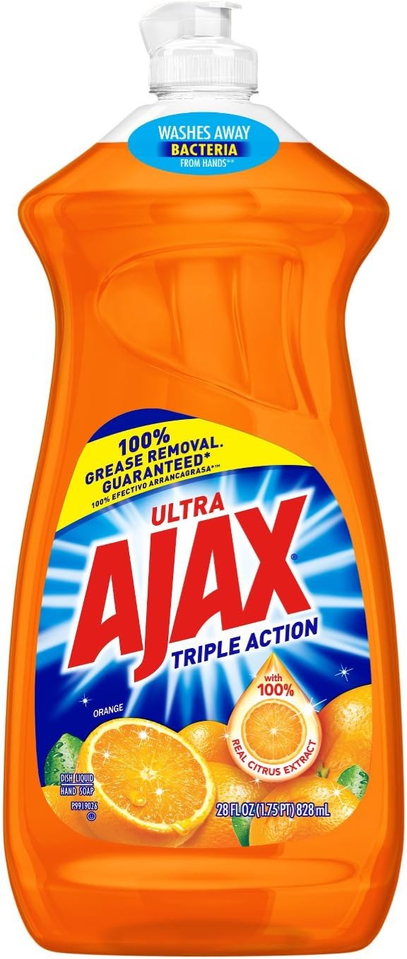 Ajax Ultra Triple Action Orange Dish Soap, 28 Fl Oz, Pack of 2 : Health & Household