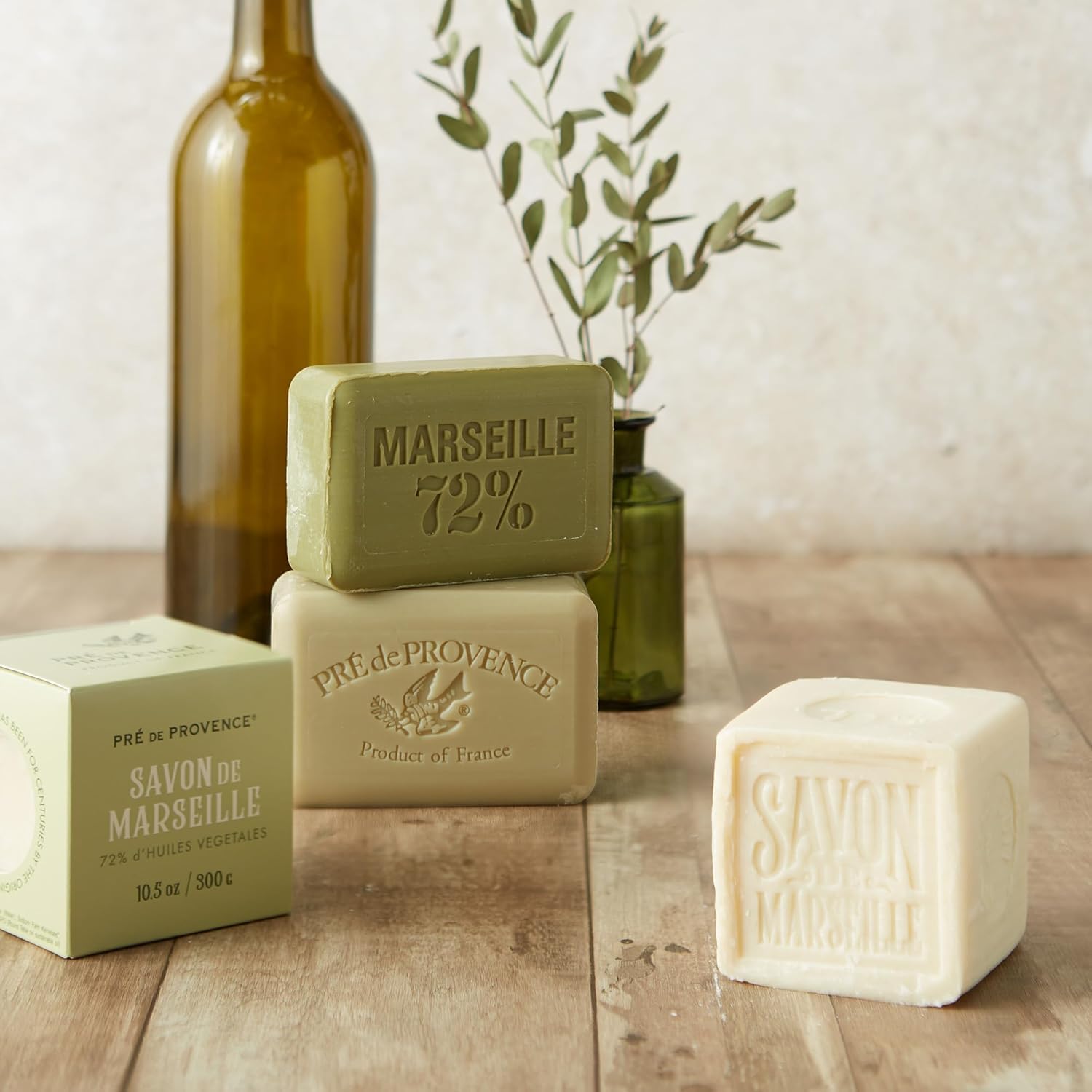 Pre De Provence Marseille Olive Oil Soap Cube, Traditional French Clean Scent Multi-Purpose Use On Hands, Body, Laundry Or Dishes, Natural, 300 Gram : Grocery & Gourmet Food