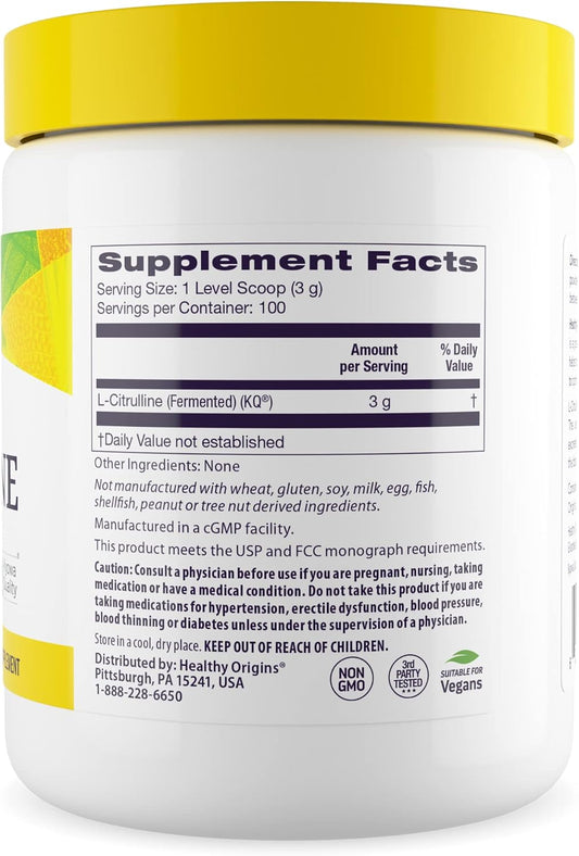 Healthy Origins - L-Citrulline (American-Made, Non-GMO, Gluten Free, Athletic Support), 10.6 