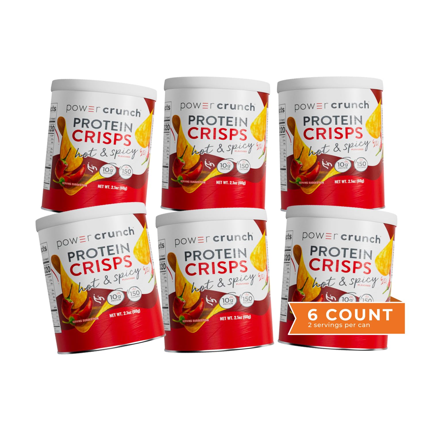 Power Crunch Protein Crisps, A Potato Style Protein Chip, Hot & Spicy, 10G Of Protein, 1.05 Ounces Per Serving (Pack Of 6)