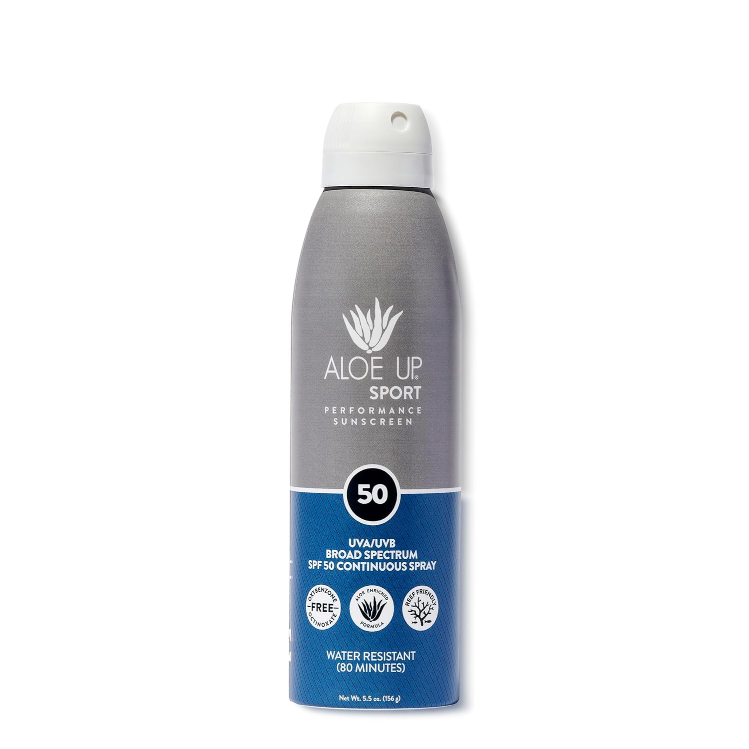 Aloe Up Sport Continuous Spray Sunscreen Spf 50 - Broad Spectrum Uva/Uvb Sunscreen Protector For Face And Body - With Aloe Vera Gel - Fast Absorbing Sheer Formula - Reef Safe - Fragrance-Free - 6 Oz