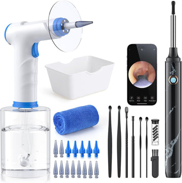 Earwax Removal - Electric Ear Irrigation Kit With 4 Pressure Modes, Ear Cleaner With Camera, 1080P Otoscope, Ear Cleaning Tool With 7-Piece Set, Earwax Removal Kit For Daily Cleaning