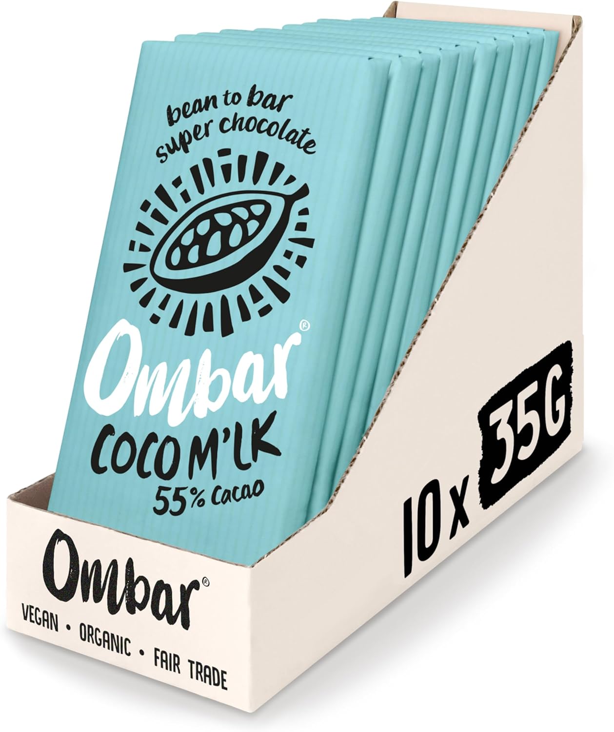 Vegan Chocolate - Ombar Strawberry Mylk (35G X 10 Bars) Organic Fair Trade, Dairy And Gluten Free Chocolate