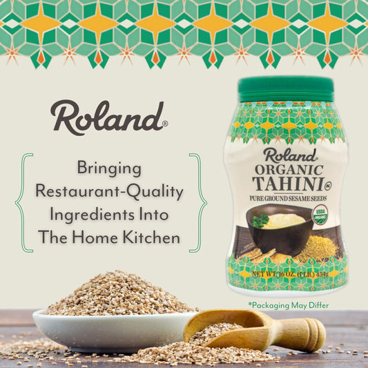 Roland Foods Organic Tahini From Pure Ground Sesame Seeds, 16 Ounce Jar, Pack of 3