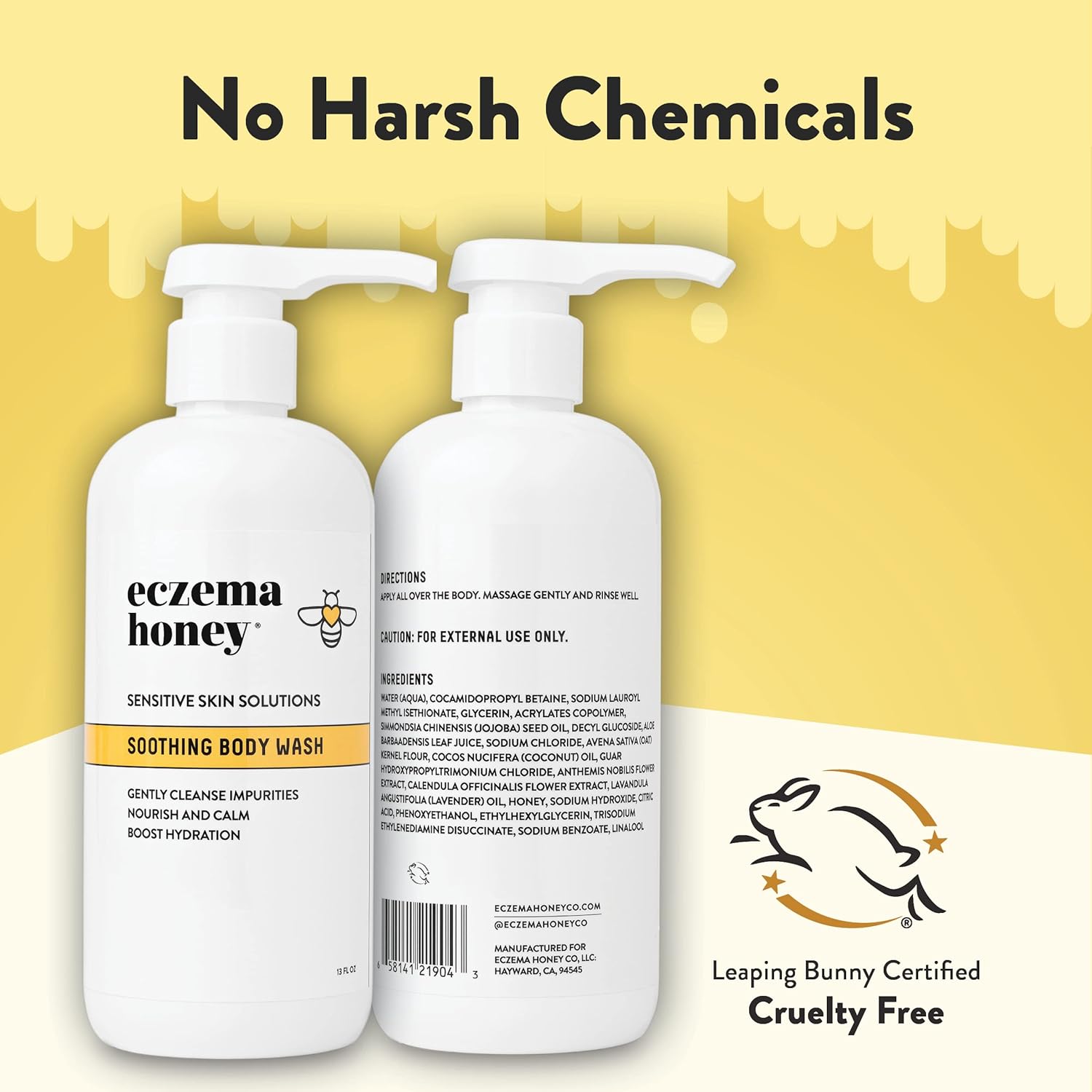 Eczema Honey Soothing Body Wash - Daily Shower Gel & Eczema Treatment - Sensitive Skin Body Wash For Adults, Kids, & Babies - Body Cleanser For Eczema Relief (13 Oz) : Beauty & Personal Care