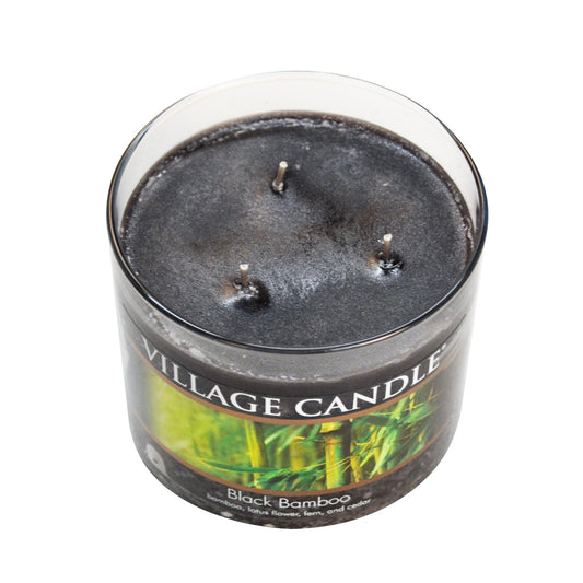 Village Candle Black Bamboo 17 oz Glass Bowl Scented Candle, Medium : Home & Kitchen