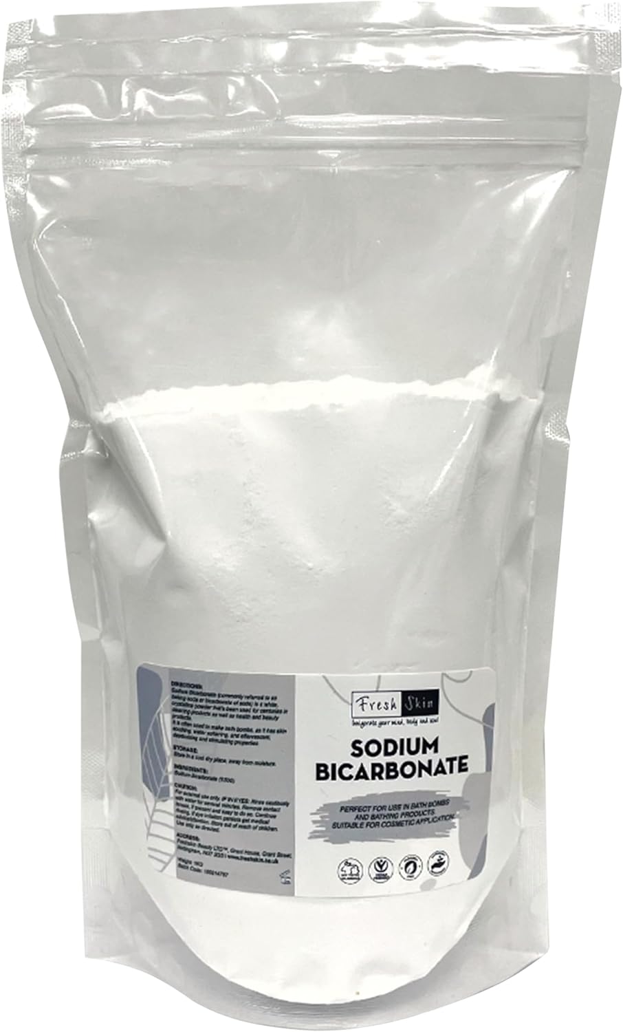 Freshskin Beauty Ltd 1Kg Sodium Bicarbonate Of Soda - 1000G Bag - 100% Bp/Food Grade - Premium Quality Sodium Bicarb - Great For Bath Bombs & Cleaning!