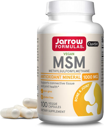 Jarrow Formulas Msm Capsules, 1,000 Mg, Methylsulfonylmethane, Joint Health Support, 100 Capsules, Up To 100 Servings
