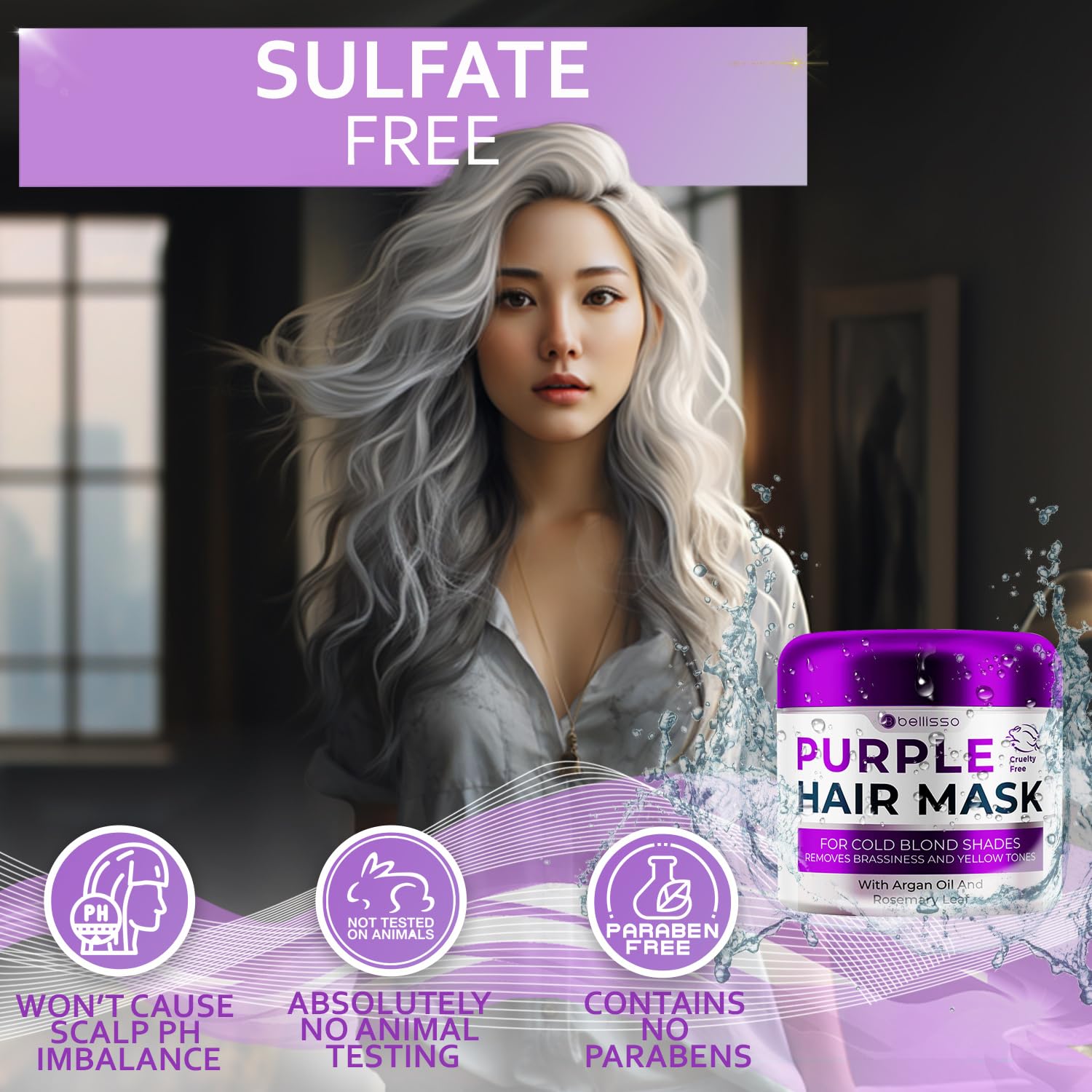 Purple Hair Mask - Deep Conditioner and Toner for Blonde, Brassy Hair - Hydrating Repair and After Bleach Treatment for Damaged and Dry Hair - Moisture Conditioning for Bleached Women and Men : Beauty & Personal Care