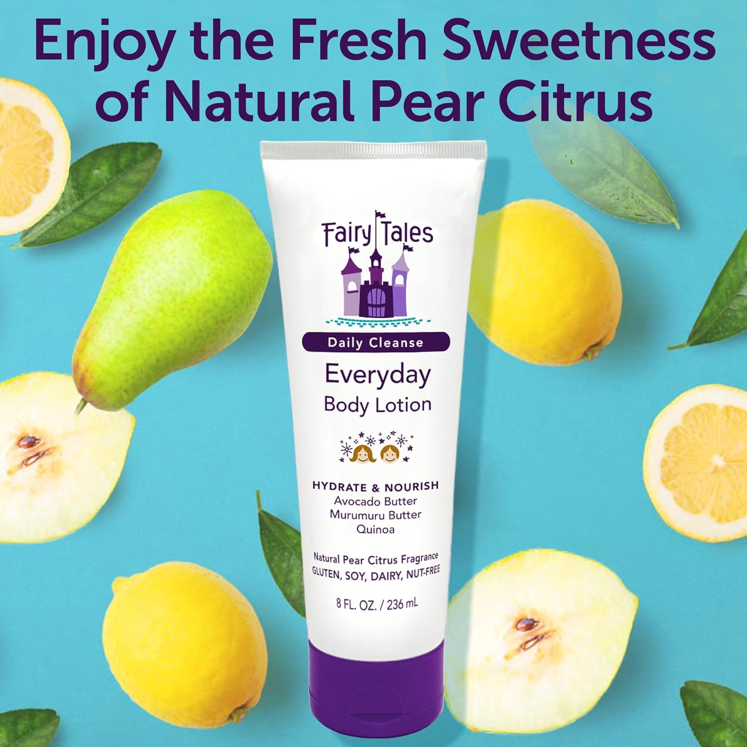 Fairy Tales Daily Cleanse Everyday Hydrating Kids Lotion With Aloe, Nourishing Body Lotion For Girls & Boys, Hydrate Dry And Sensitive Skin With Avocado And Murumuru Butter - 8 Oz. : Beauty & Personal Care