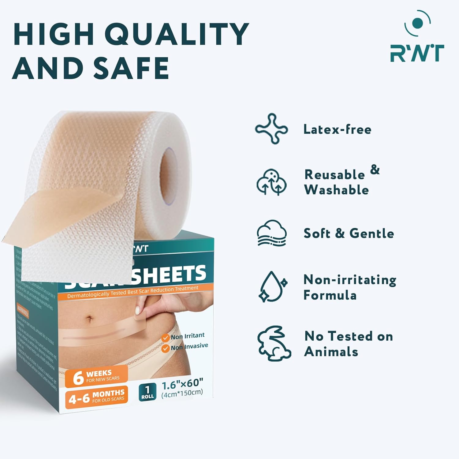Silicone Scar Sheets, Silicone Scar Tape For Surgical Scars - 60" X 1.6" Roll - 1.5M, Medical Grade Reusable Effective Scar Removal For Keloid, C-Section, Tummy Tuck, And Acne : Health & Household