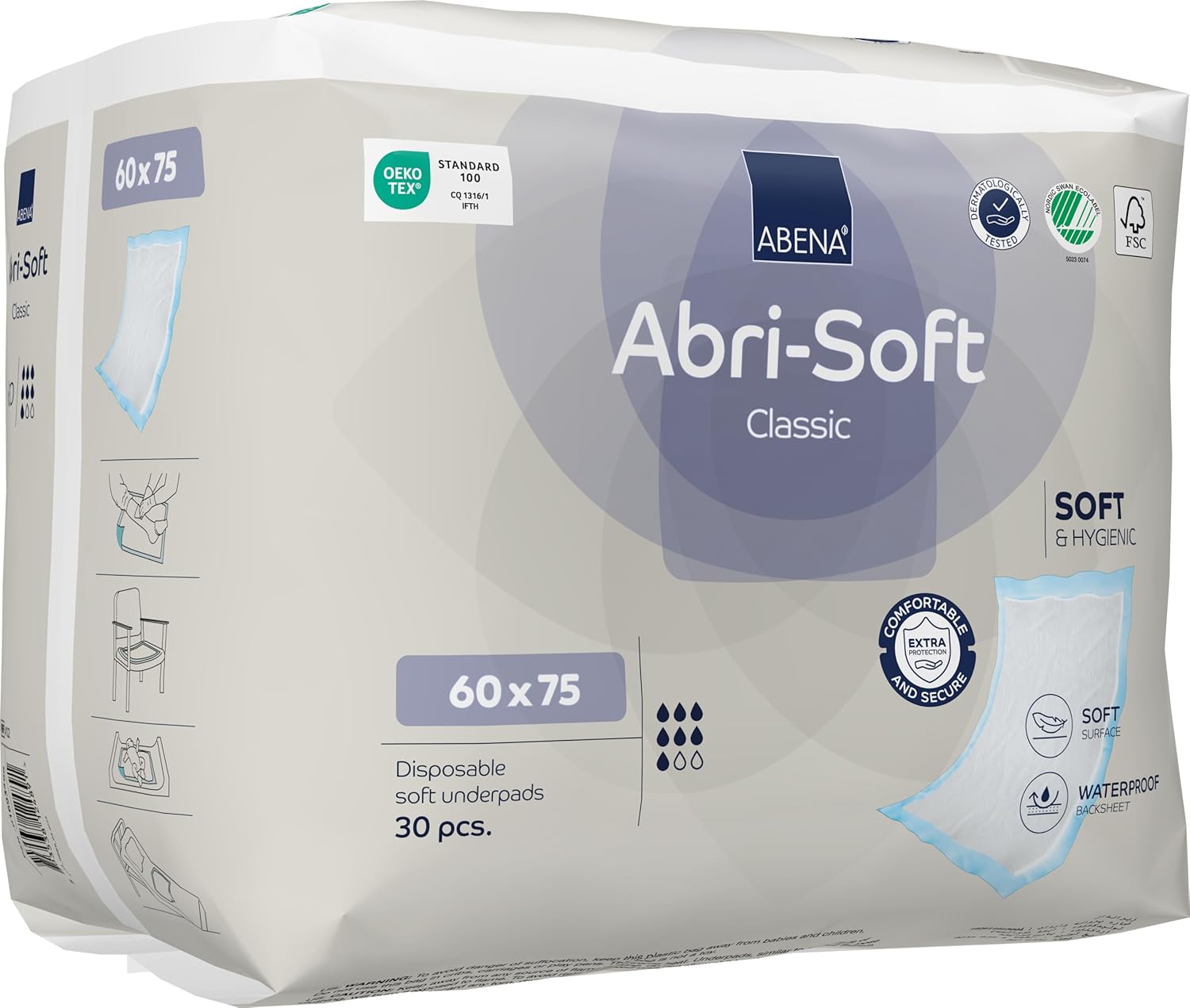 ABENA Abri-Soft Classic Disposable Underpad 60 x 75 cm 1700 ml Pack of 30 : Amazon.co.uk: Health & Personal Care