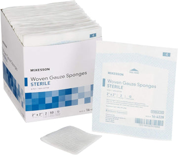 Mckesson 8-Ply Sterile Gauze Sponges, 2" X 2", 2 Counts Per Pack, 50 Packs (Total 100 Sterile Gauze Sponges)