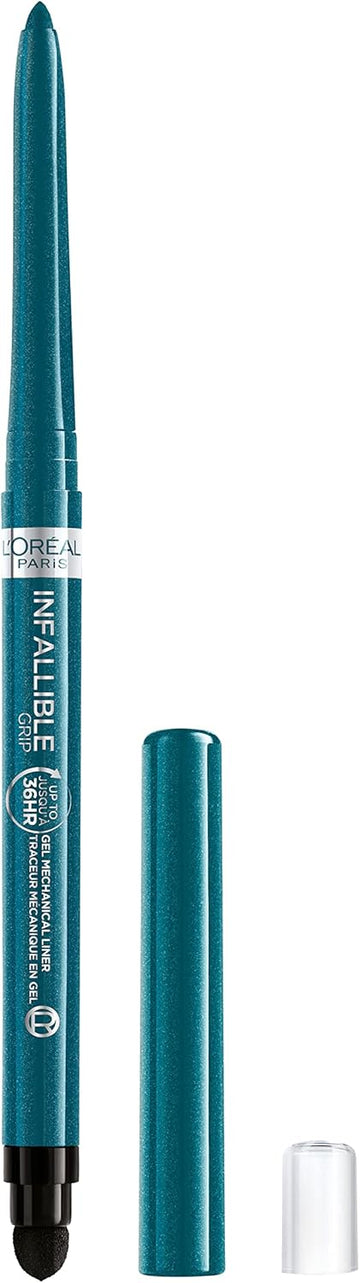 L'Oreal Paris Infallible Grip Mechanical Gel Eyeliner Pencil, Smudge-Resistant, Waterproof Eye Makeup With Up To 36Hr Wear, Turquoise, 0.01 Oz