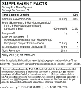 Thorne L-Arginine Plus (Formerly Perfusia Plus) - Sustained-Release L-Arginine Plus Cofactors To Support Heart Function, Nitric Oxide Production, And Optimal Blood Flow - 180 Capsules