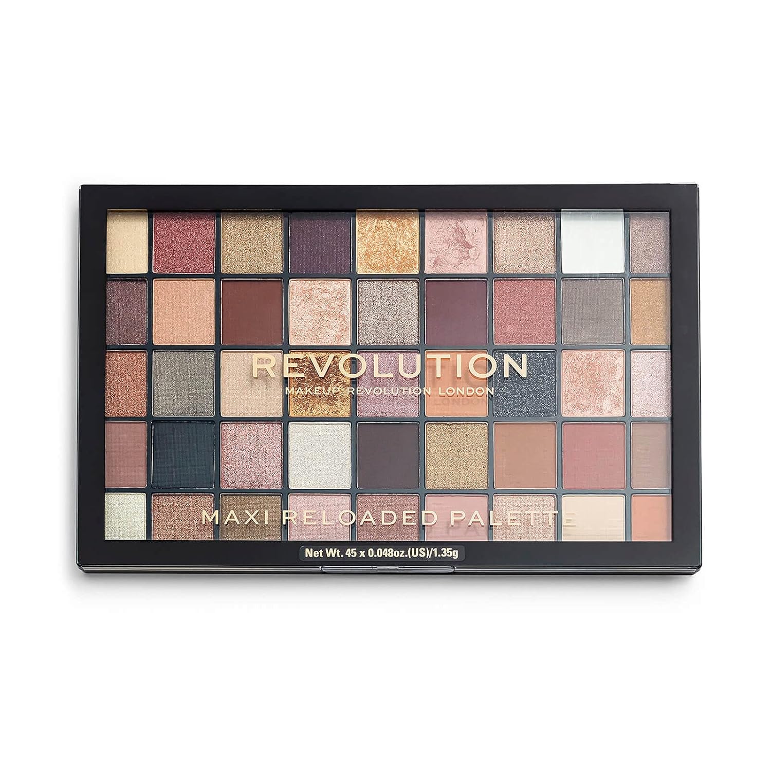 Makeup Revolution Maxi Reloaded Palette, Eyeshadow Palette, 45 Highly Pigmented Neutral Shades, Large It Up, 1.35G