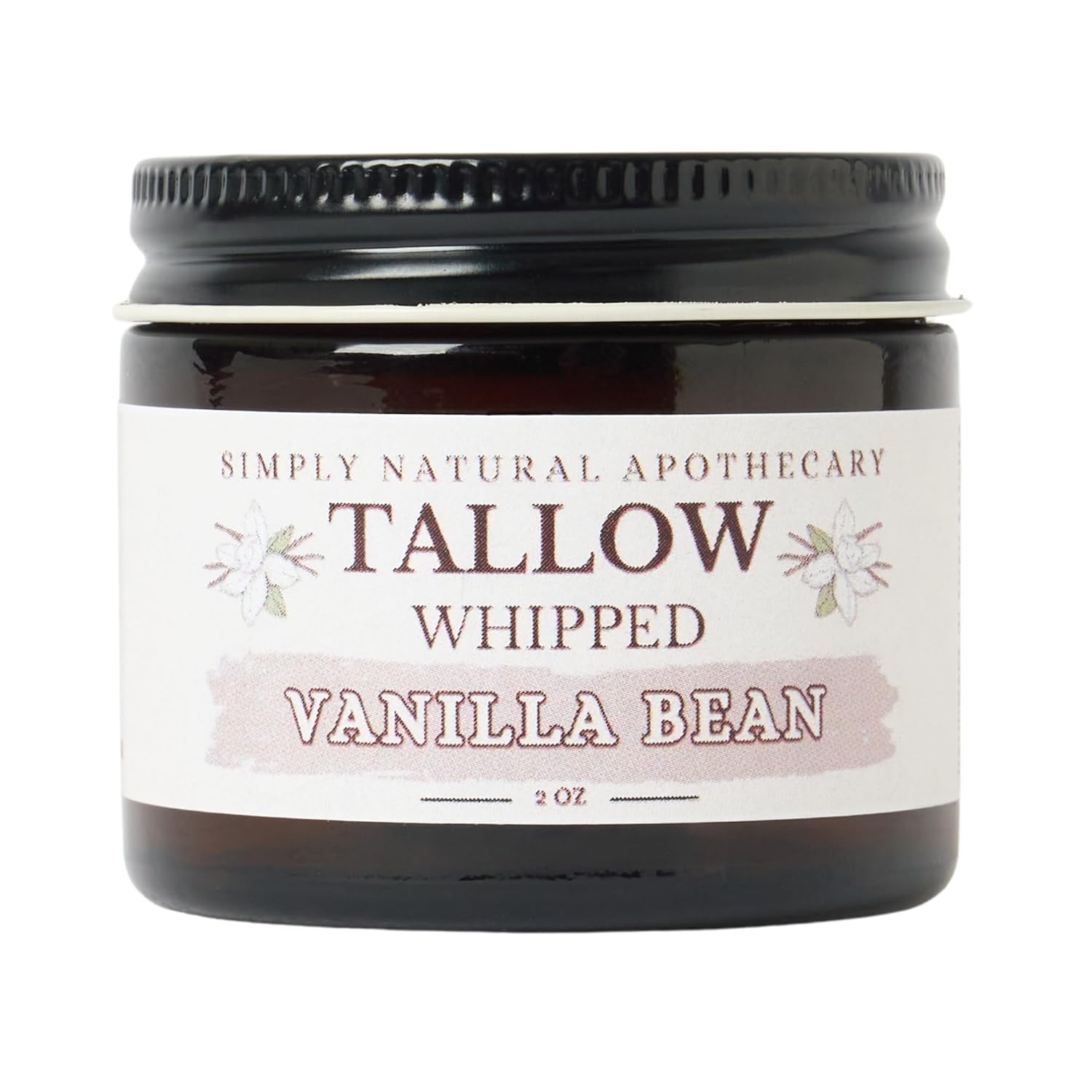 Beef Tallow For Skin Care, Face, Hands - Natural Moisturizer - Whipped - Organic Grass-Fed Beef Fat - Vitamins A, D, E, K - Dry Skin, Baby Diaper Cream - Hydrating - Warm Vanilla - 2 Oz Jar
