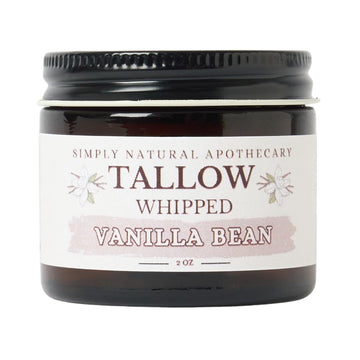 Beef Tallow For Skin Care, Face, Hands - Natural Moisturizer - Whipped - Organic Grass-Fed Beef Fat - Vitamins A, D, E, K - Dry Skin, Baby Diaper Cream - Hydrating - Warm Vanilla - 2 Oz Jar
