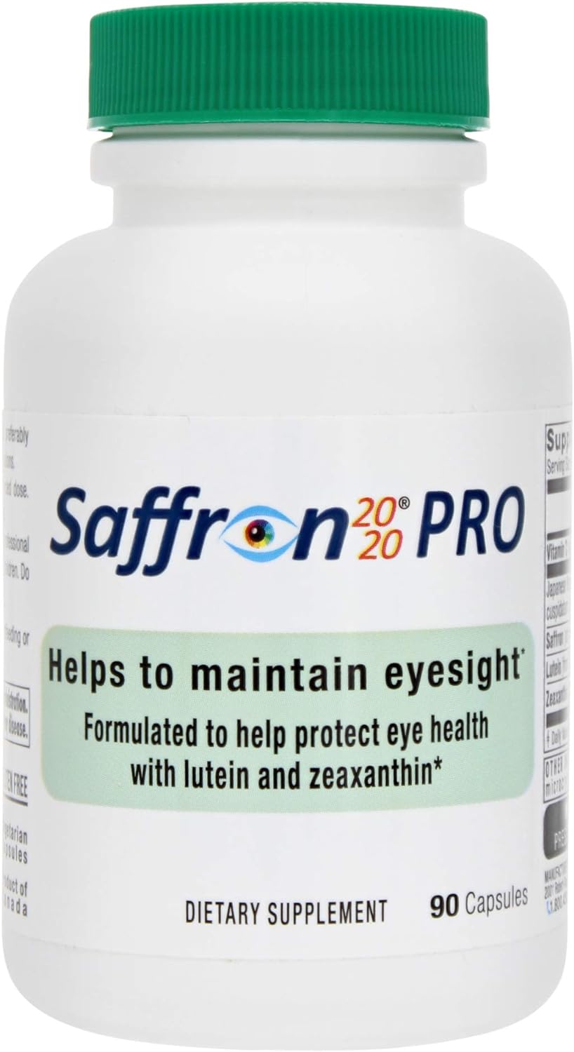 Saffron 2020-PRO Supplement with Saffron, Resveratrol, Zeaxanthin and Lutein- 90 Vegetarian Capsules