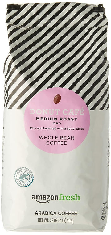 Amazon Fresh, Donut Cafe Whole Bean Coffee, Medium Roast, 32 Oz
