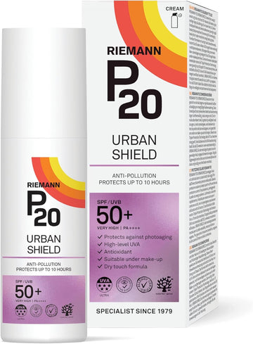 Riemann P20 Urban Shield Spf50+ Face 50G Uv Protection Cream, Anti-Pollution, Up To 10 Hours Protection, High Performance Uva-Pf Protection Securing Skin Against Future Damage