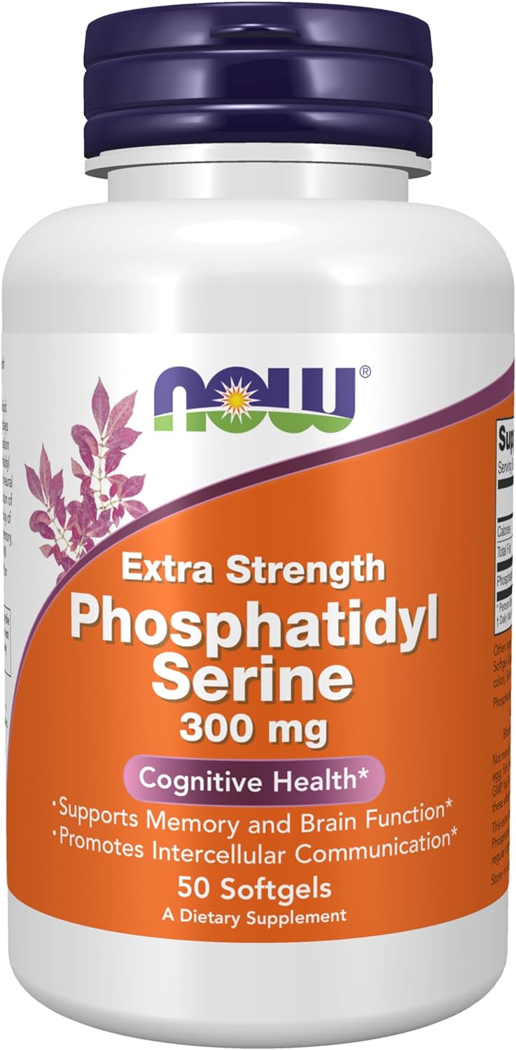 NOW Supplements, Phosphatidyl Serine 300 mg, Extra Strength, with Phospholipid compound derived from Soy Lecithin, 50 Softgels