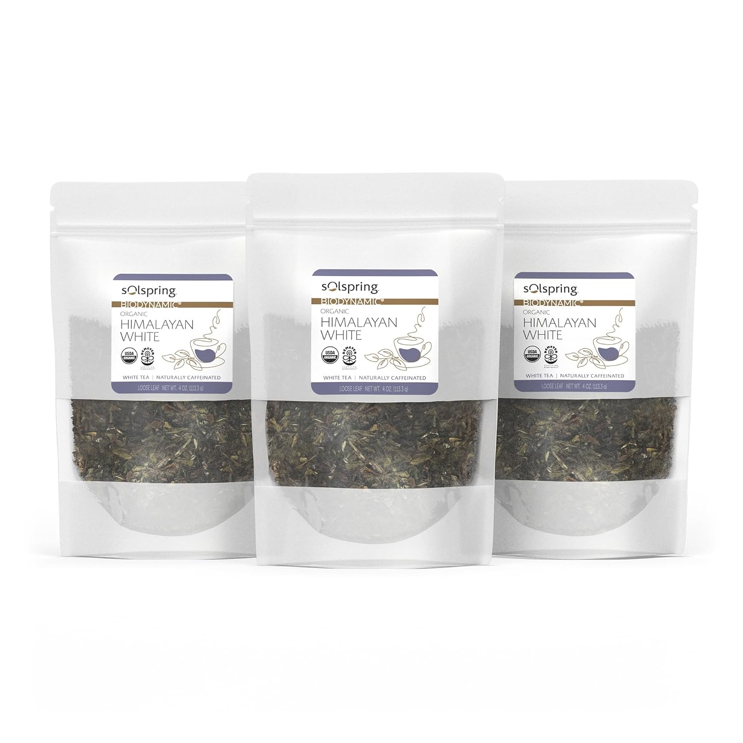 Dr. Mercola Solspring Biodynamic Organic Himalayan White Loose Leaf Tea, 4 Oz. (Pack Of 3), Traditional White Loose Leaf Tea, Naturally Caffeinated, Non Gmo, Soy Free, Gluten Free, Usda Organic, Demeter Certified Biodynamic