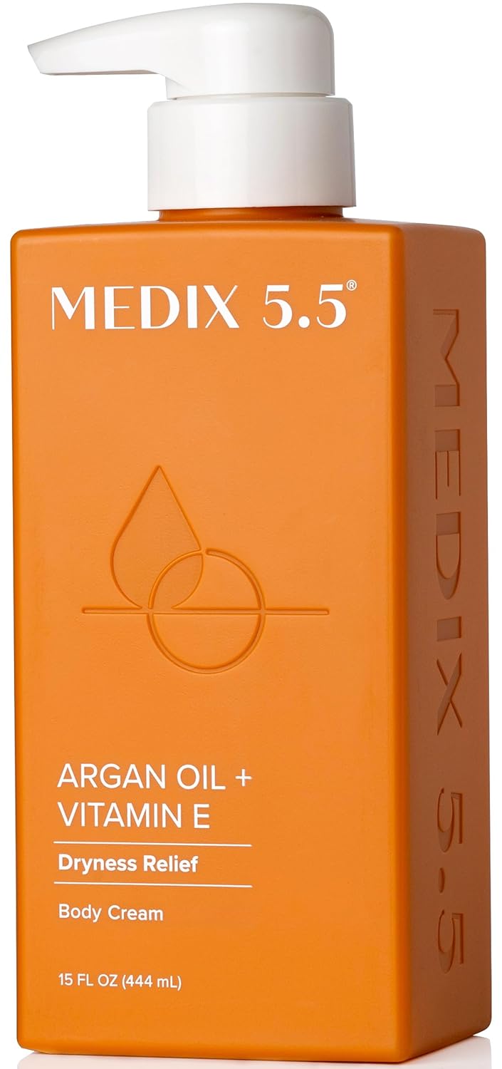 Medix 5.5 Argan Oil Cream W/Vitamin E Anti Aging Skin Care Moisturizer Body Cream | Firming Body Lotion Reduces Look Of Wrinkles, Cellulite, Crepey, & Uneven Skin Tone For Women & Men, 15 Fl Oz