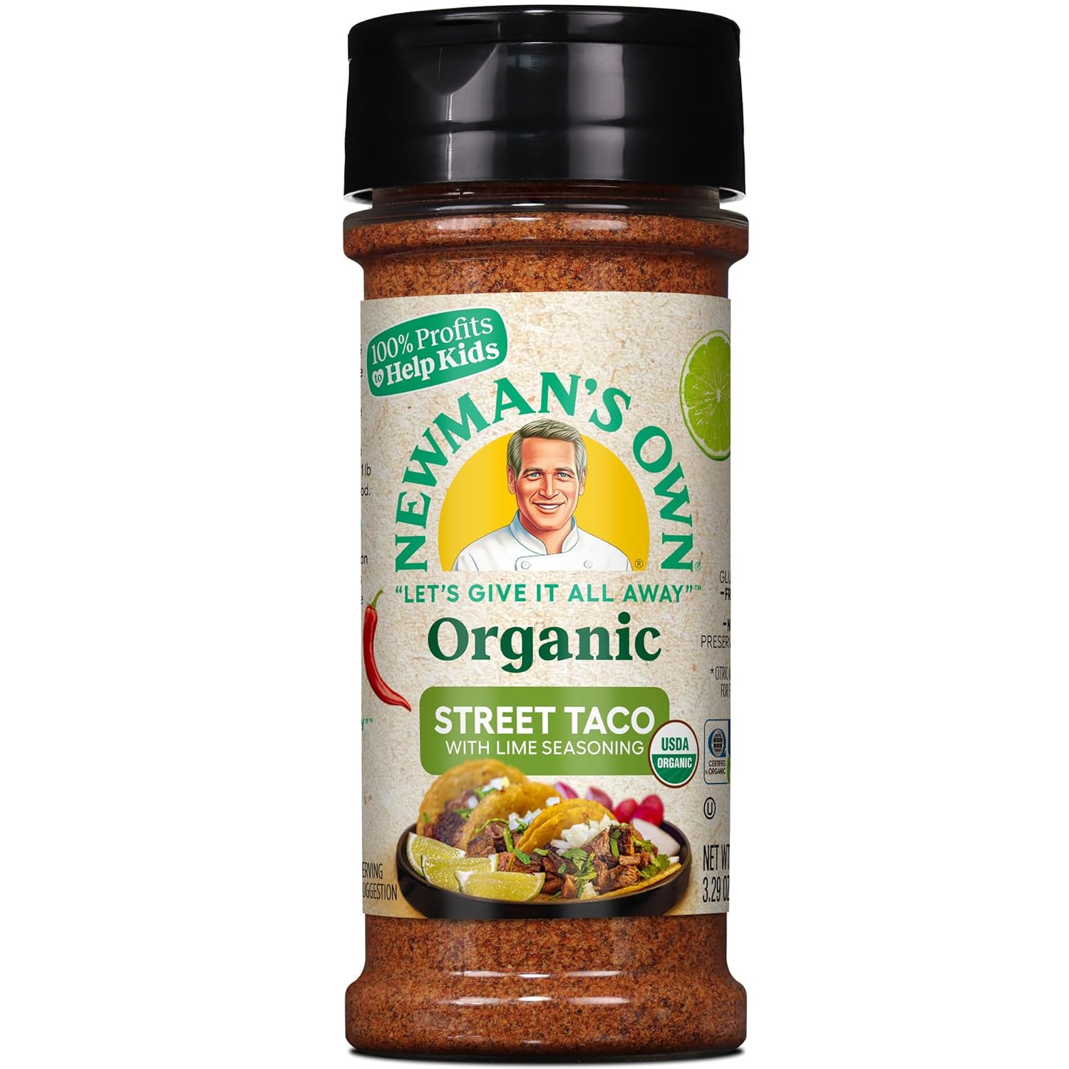 Organic Street Taco With Lime Seasoning; Not Only Great On Tacos, Perfect Spices For Cooking Fajitas, Pork Belly, And Topping French Fries; Usda Certified Organic; Non-Gmo; Gluten-Free; 3.26 Oz Bottle