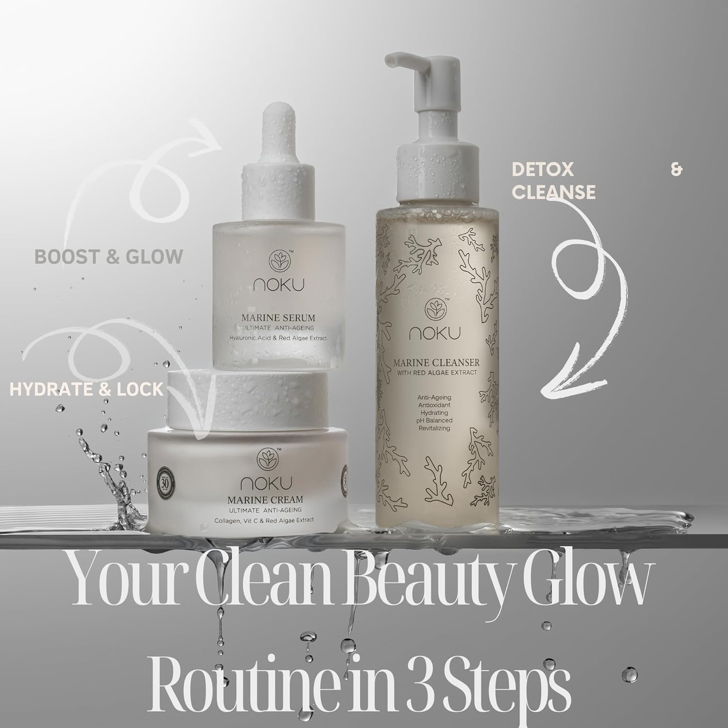 Noku Marine Cleanser | Blue Beauty | Vegan & Cruelty-Free With Red Algae Extract, For Hydration And Calms Redness, Bioactive Molecules, Marine Peptides : Beauty & Personal Care