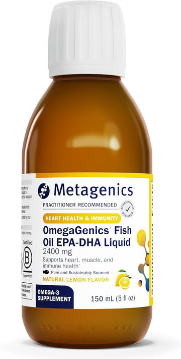 Metagenics Omegagenics Fish Oil Epa-Dha 2400 Mg - Fish Oil Supplement - Supports Heart Health & Immune Function* - Lemon Flavor - Non-Gmo & Gluten-Free - 30 Servings