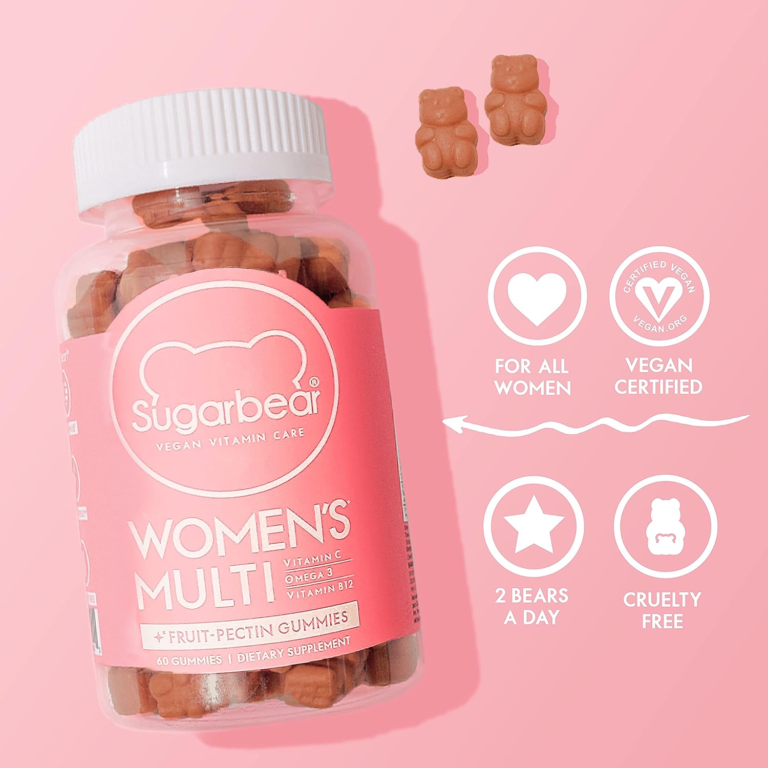 Sugarbear Women's MultiVitamin Gummies, Vegan Collagen Booster Blend with Glutathione, Omega-3, Folate, Biotin - Gummy Supplements for Women (60 ct) : Health & Household