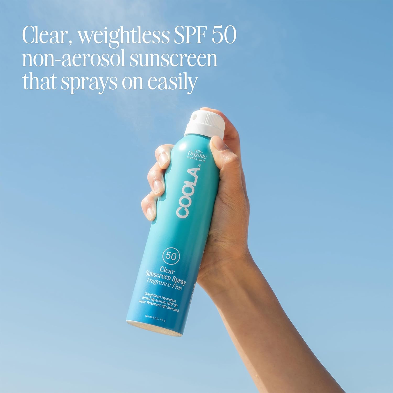 Coola Organic Sunscreen Spf 50 Sunblock Spray, Dermatologist Tested Skin Care For Daily Protection, Vegan And Gluten Free, Fragrance Free, 6 Fl Oz (Pack Of 2)