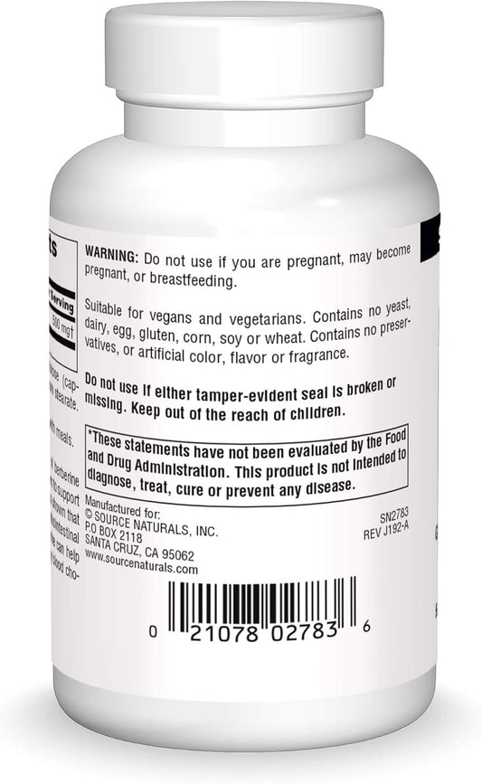 Source Naturals Berberine Vegetable Capsule, For Gastrointestinal Support* - 60 Vegetarian Capsules