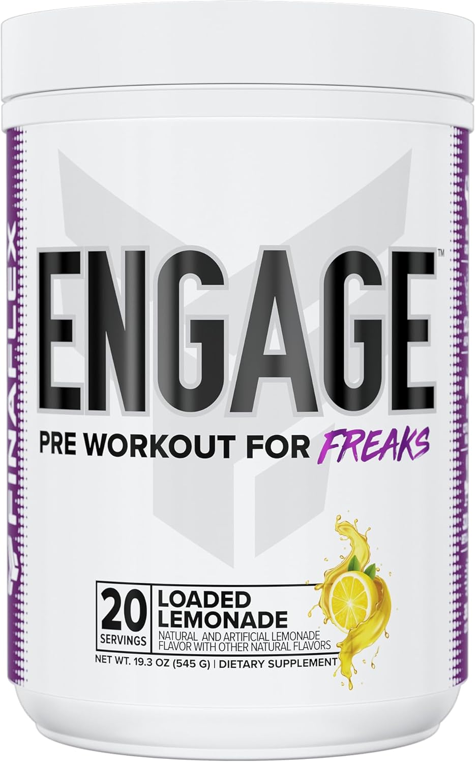 Finaflex Engage Pre Workout, Loaded Lemon - Train Harder, Longer & Stronger - Includes Creatine, Beta-Alanine, Alpha Gpc, Citrulline & Caffeine - 20 Servings