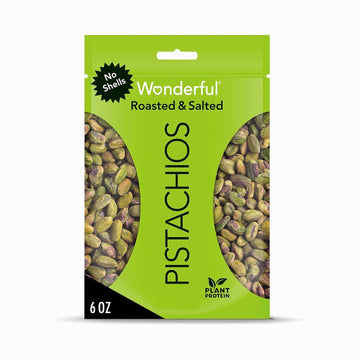 Wonderful Pistachios No Shells, Roasted & Salted Nuts, 6 Ounce Bag (Pack Of 5), Protein Snacks, Gluten Free, Healthy Snack