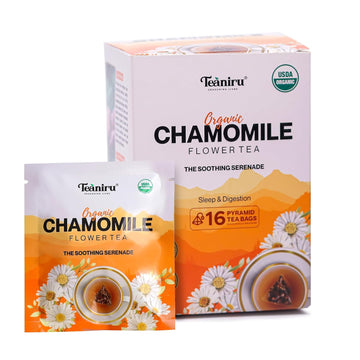 Teaniru, Pure Chamomile Flower Tea - 16 Individual Sachets | For Good Sleep & Healthy Digestion | Rich In Antioxidants & Minerals | Your Superherb Cup For Night Time | Certified By Usda Organic