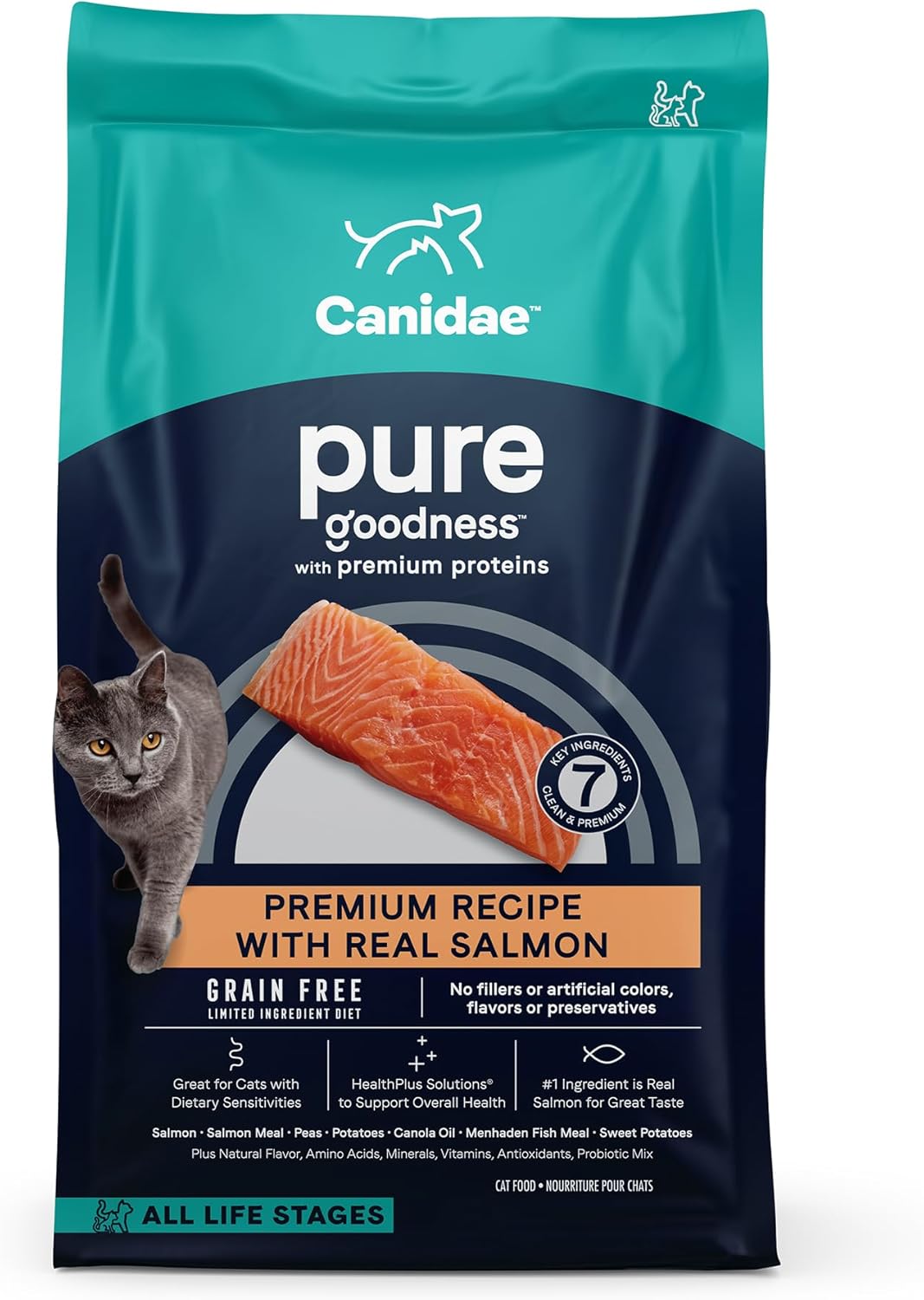 Canidae Pure Limited Ingredient Premium Dry Cat Food, Real Salmon Recipe, 10 Lbs, Grain Free