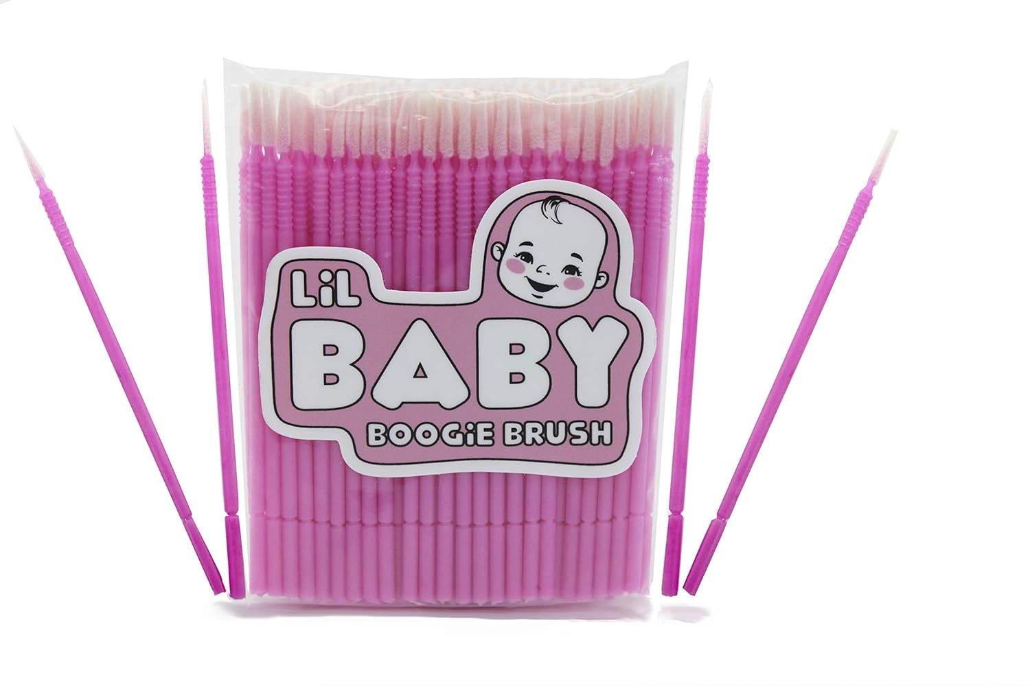 Baby Boogie and Eye Gookie Brushes, Felt Tip Mini Brushes Get in Hard to Reach Places and Clean Earwax, Boogies, and Gookies Easily (100 Pack) Pink