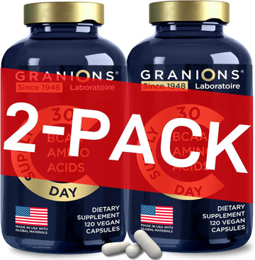 Essential Amino Acids Supplement For Men & Women - All 9 Bcaas Eaa Supplements Formula - Leucine Amino Acid, Lysine, Tryptophan, Advanced Amino Energy & Muscle Recovery - 240 Vegan Bcaa Capsules